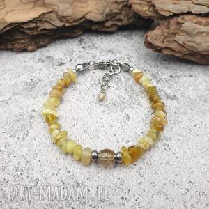 bransoletka słoneczna - opal i cytryn, sieczka opalem