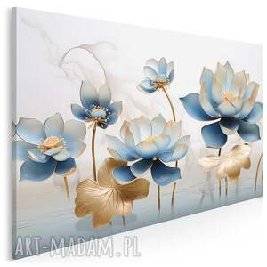 obraz na płótnie - kwiaty ozdobne dekoracyjne indygo 120x80 cm 103201