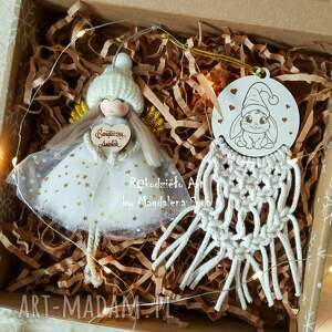 dekoracje świąteczne zestaw świąteczny prezent, aniołek, bombka