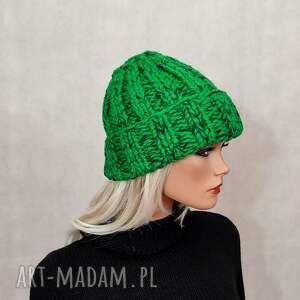 ręcznie wykonane czapki ręcznie robiona wełniana czapka zielona