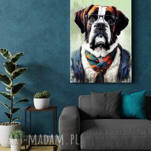 handmade dekoracje portret psa hipsterskiego - jack - wydruk na płótnie 50x70 cm