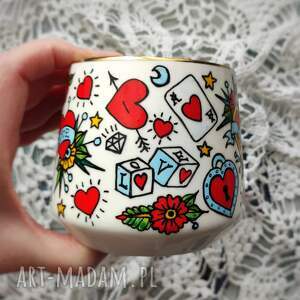 kubki ręcznie malowany kubek old school tattoo tatuaż serce wielbiciela