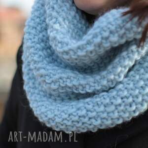 gruby wełniany damski szal - komin na zimę, ocieplacz szyję prezent