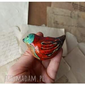 ręcznie robione ceramika uchwyt czerwony ptaszek