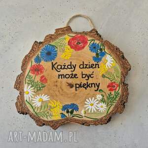 Prezent Obrazek na drewnie z afirmacją, rustykalny, drewno