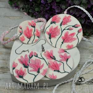 duży komplet biżuterii magnolie