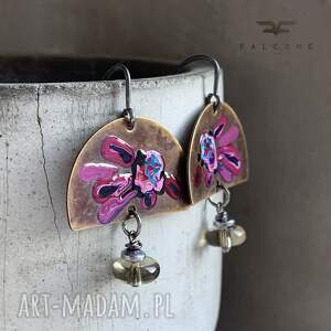 Exotic Flowers dzu, kolczyki z kwarcem, srebrne bigle