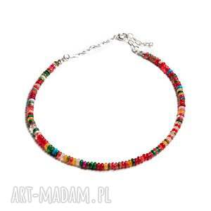 Naszyjnik z kolorowych kamieni - czerwony mix, kolorowy