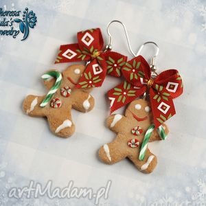 pod choinkę świąteczne kolczyki ciastka gingerbread man pierniczki