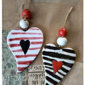serca w paski, ceramika