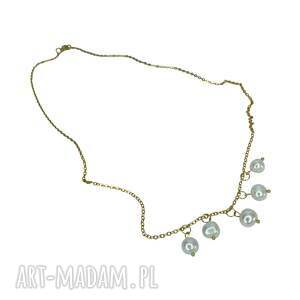 pozłacany łańcuszek z perłowymi wisiorkami c1319 naszyjnik perłami, złocony