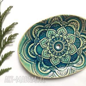 ręcznie zrobione ceramika mydelniczka turkus india