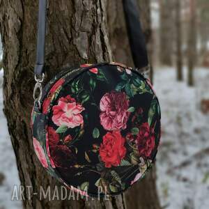 round bag - czerwone róże elegancka, nowoczesna, kwiaty prezent