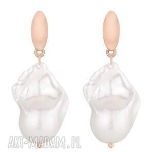 Kolczyki z różowego złota z barokowymi perłami, sztyfty