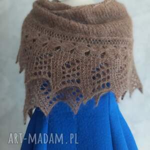 piękna, oryginalna chusta z alpaki i jedwabiu w ksztalcie rogala, pomysły