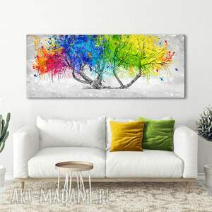 obraz na płótnie - abstrakcyjne drzewo kolorowe plamy 147x60cm 02583