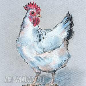 Kura - pastele, kurka, obraz pastelowy, wieś