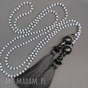 naszyjnik długi sznur kryształki szklane z chwostami - naszyjnik długi
