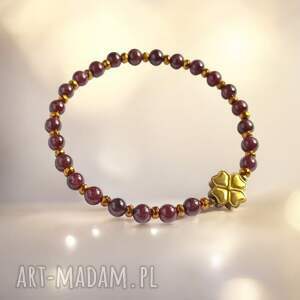 na szczęście granat, hematyt czterolistna koniczynka, burgundowa