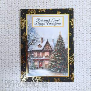 nawiasotwartyodserca kartka świąteczna z kieszonką czarno-złotej bazie