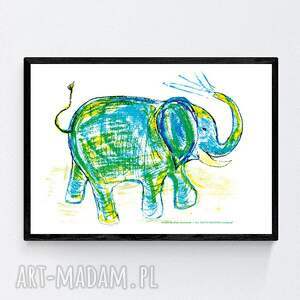 słoń plakat A4, obrazek ze słoniem, zwierzęta na ścianę, zoo