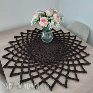 serweta szydełkowa okrągła ze sznurka bawełnianego 80cm