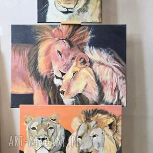 obraz akrylowy rodzinka pl zestaw 3 prac, lew dzikie zwierzeta
