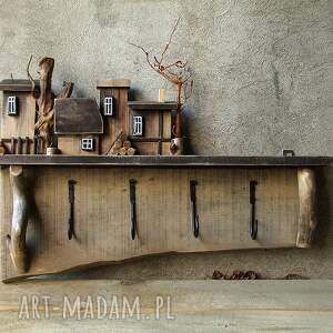 drewniany wieszak z półką kurtki i płaszcze - przy drodze, prezent do domu