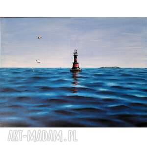 fale adriatyku - obraz olejny na płótnie, 60x80 cm, pejzaż morski krajobraz