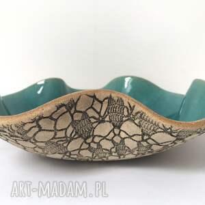 handmade ceramika artystyczna koronkowa misa