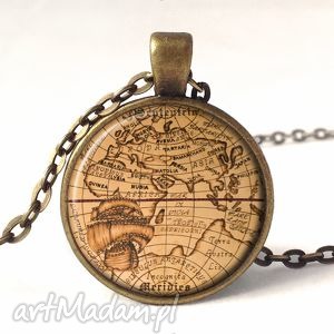 ręczne wykonanie naszyjniki mapa świata - medalion z łańcuszkiem