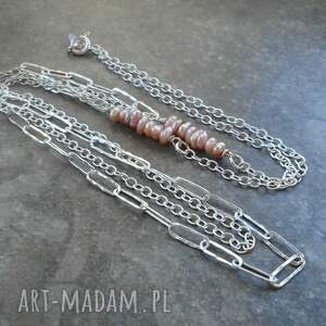łańcuch z perłami srebro, srebrny naszyjnik, elegancki perły