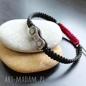 bransoletka rowerowa - czarno-bordowa, walentynki, rowerzysta, prezent