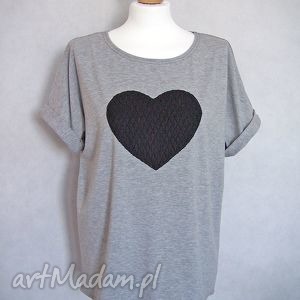 handmade koszulki pikowane serce - koszulka z aplikacją