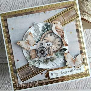 handmade scrapbooking kartki męska kartka urodzinowa z aparatem fotograficznym