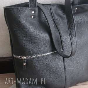czarny, skórzany shopper - JUTI BAGS torebki