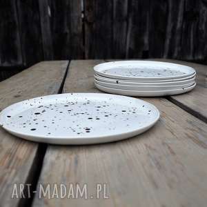 talerz ceramiczny obiadowy - zestaw 6 szt plate nakrapiane