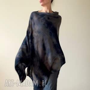 anna damzyn ponczo z wełny merino ziemiste narzutka tunika, oversize, prezent