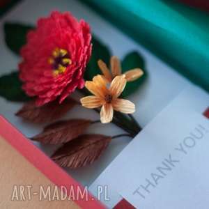 karteczki 3d na podziękowania papierowe, kwiaty prezent