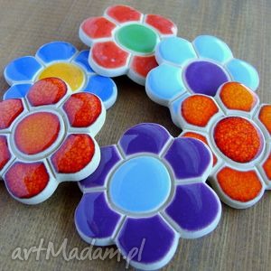 handmade ceramika ceramiczne kwiaty - magnesy