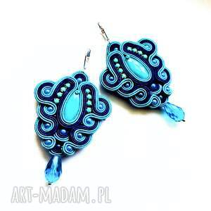 bajobongo turkusowa kaskada kolczyki sutaszowe, haft sutaszowy