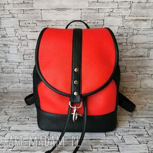 hand-made plecak miejski bucket bag czarny z czerwonym