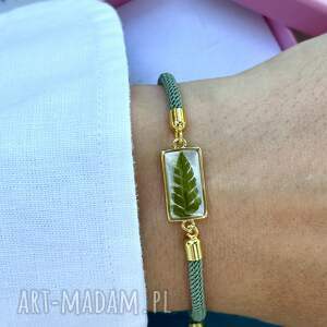 Bransoletka z paprocią na masie perłowej handmade
