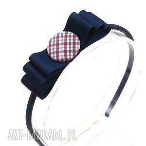 opaska do włosów kokarda z guziczkiem charlotte granatowa