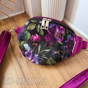 Nerka Ciemne Kwiaty, z weluru, damska