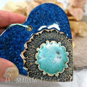 duże serce - ceramiczna ozdoba laguna, dekoracje wiszące, niebieskie serca