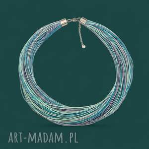 naszyjnik z lnu mix 1, lniany naszyjnik, wielokolorowy, len, wielorzędowy