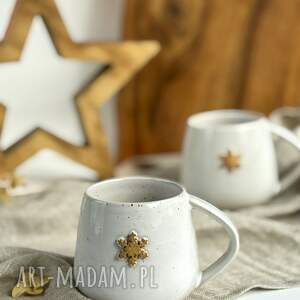 świąteczny kubek beczułka ręcznie robiony 320 ml - biały