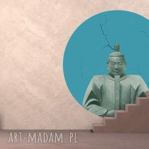 Mural dots kusonoki niebieski - okrągła dekoracja ścienna, wallstick, grafika naklejka