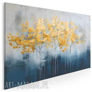 Obraz do salonu - ZŁOTE DRZEWA ABSTRAKCJA NOWOCZESNA NATURA - 70x50 cm